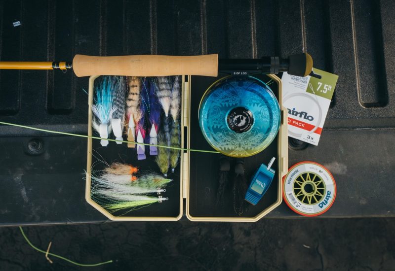 Saltwater fly reel in a fly box
